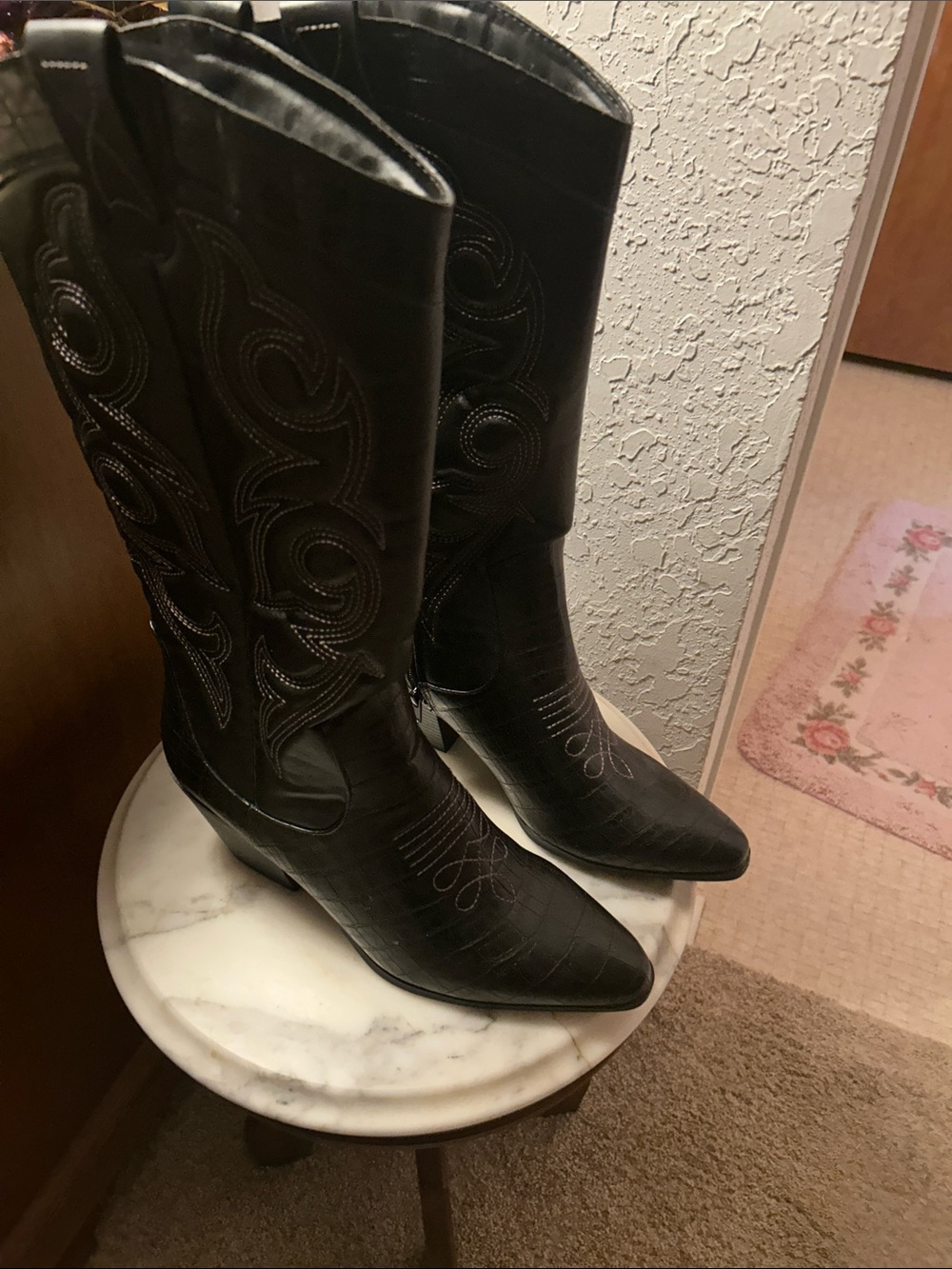 Women's Black Western Knee-High Boots. NWOT 10